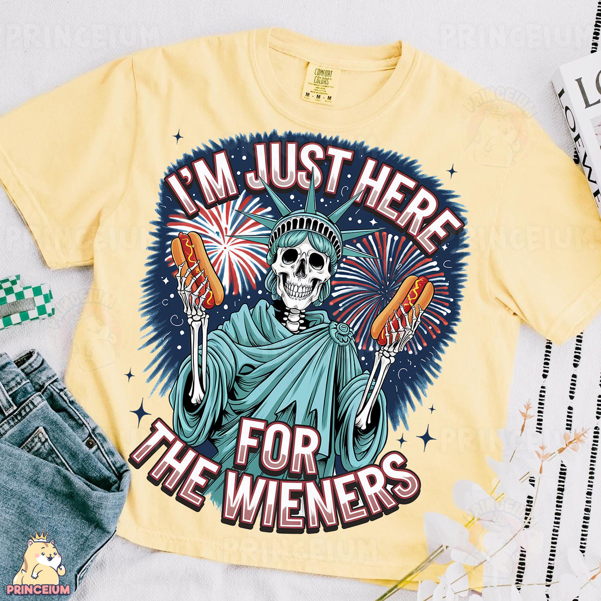 a t - shirt that says i'm just here for the wieners