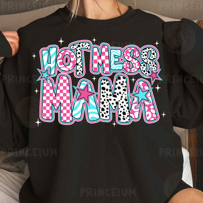 a woman wearing a black sweatshirt with the words'women's mania'printed