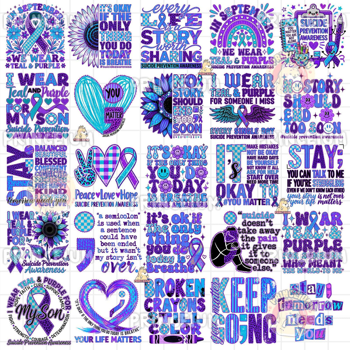Teal Sunflower & Every Life Suicide Prevention Bundle