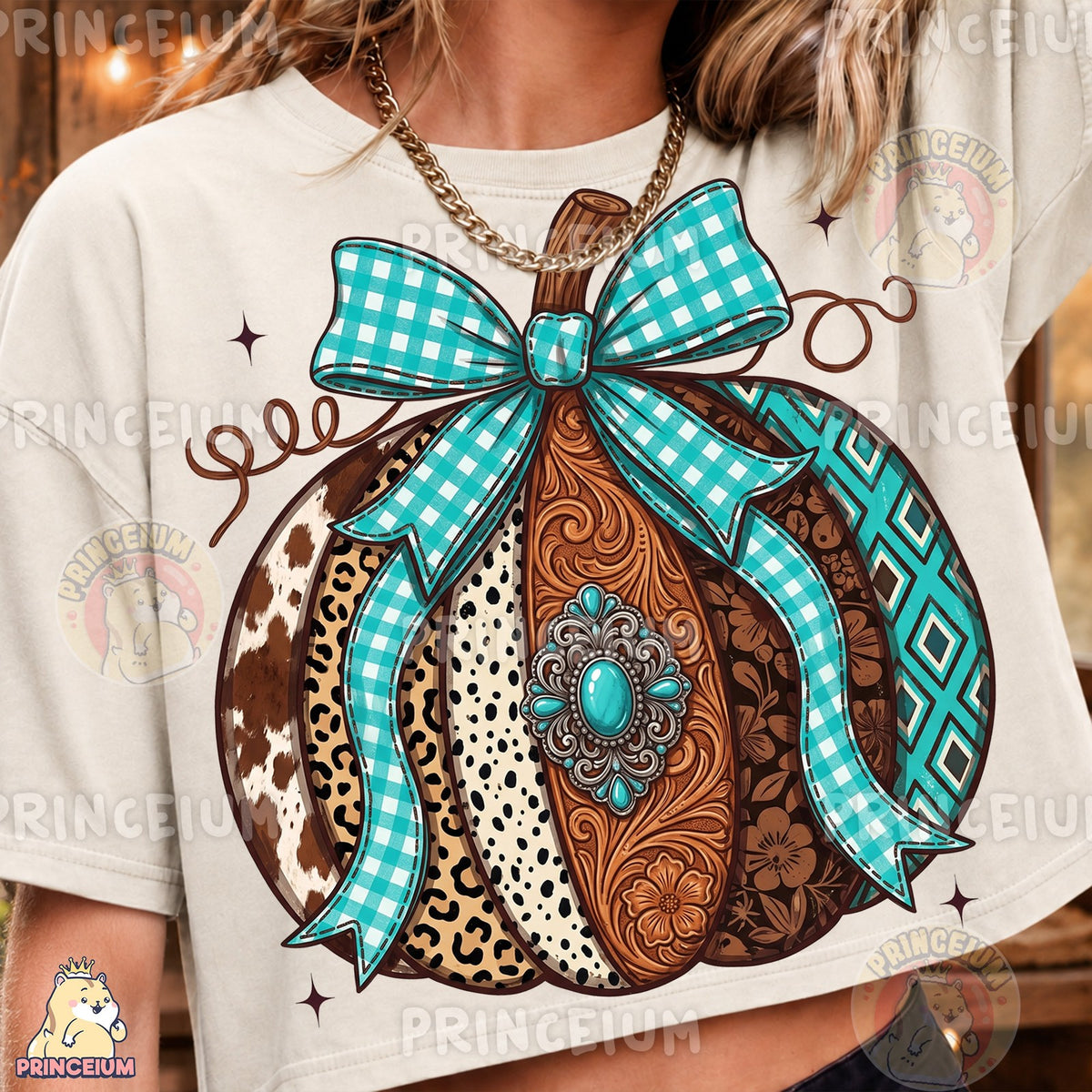 Western Turquoise Pumpkin Bow