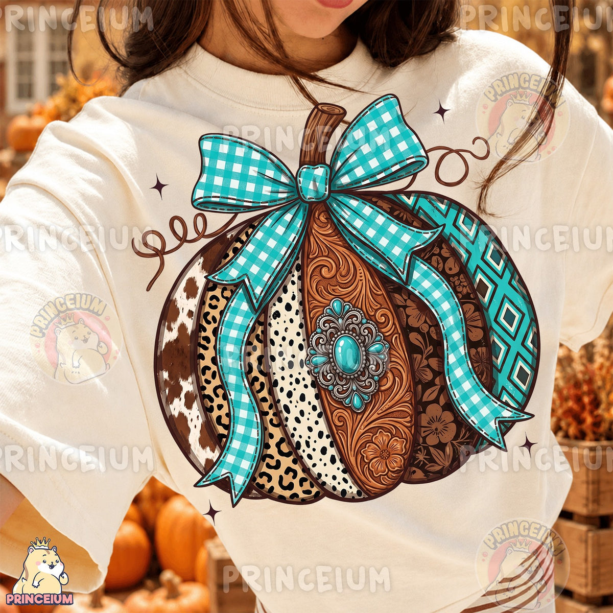 Western Turquoise Pumpkin Bow