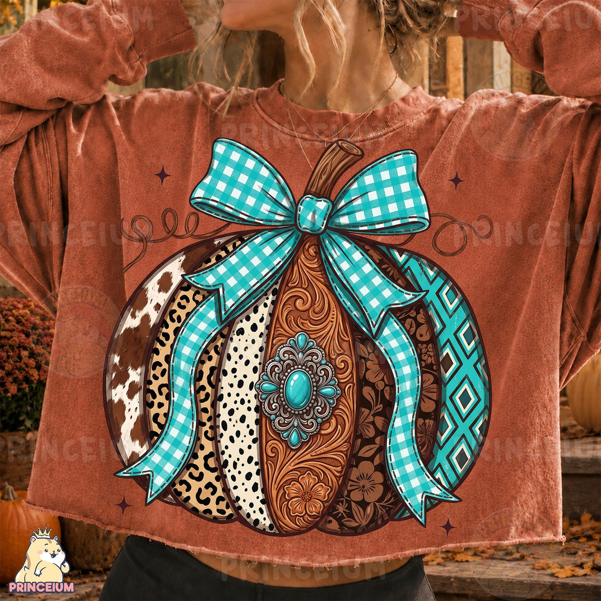 Western Turquoise Pumpkin Bow