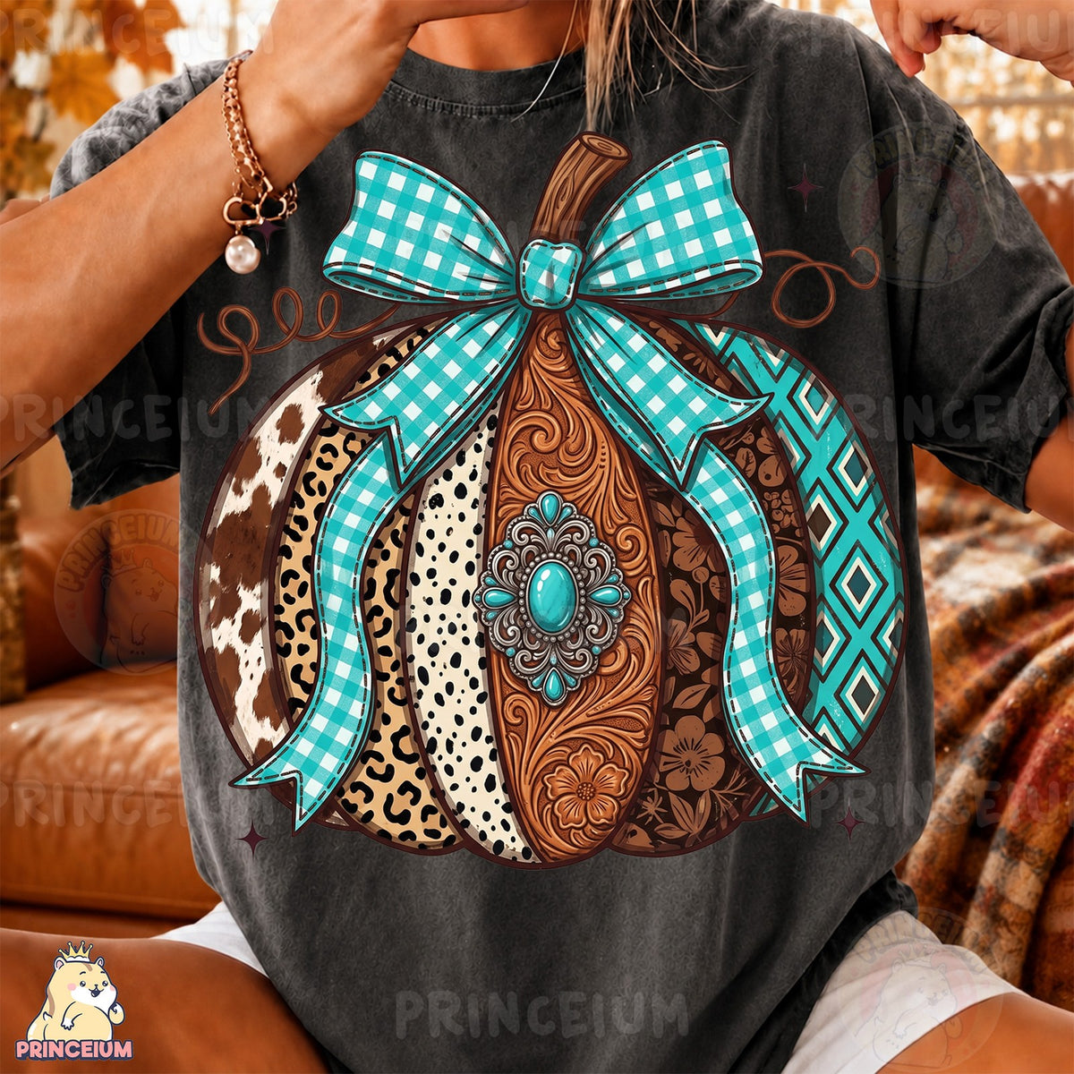 Western Turquoise Pumpkin Bow