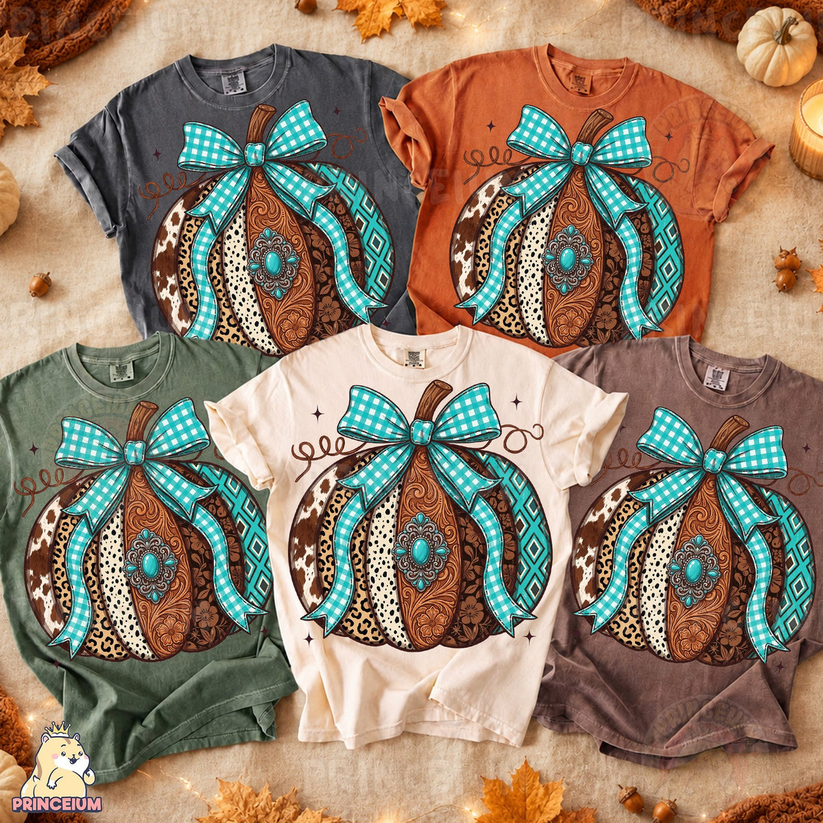 Western Turquoise Pumpkin Bow