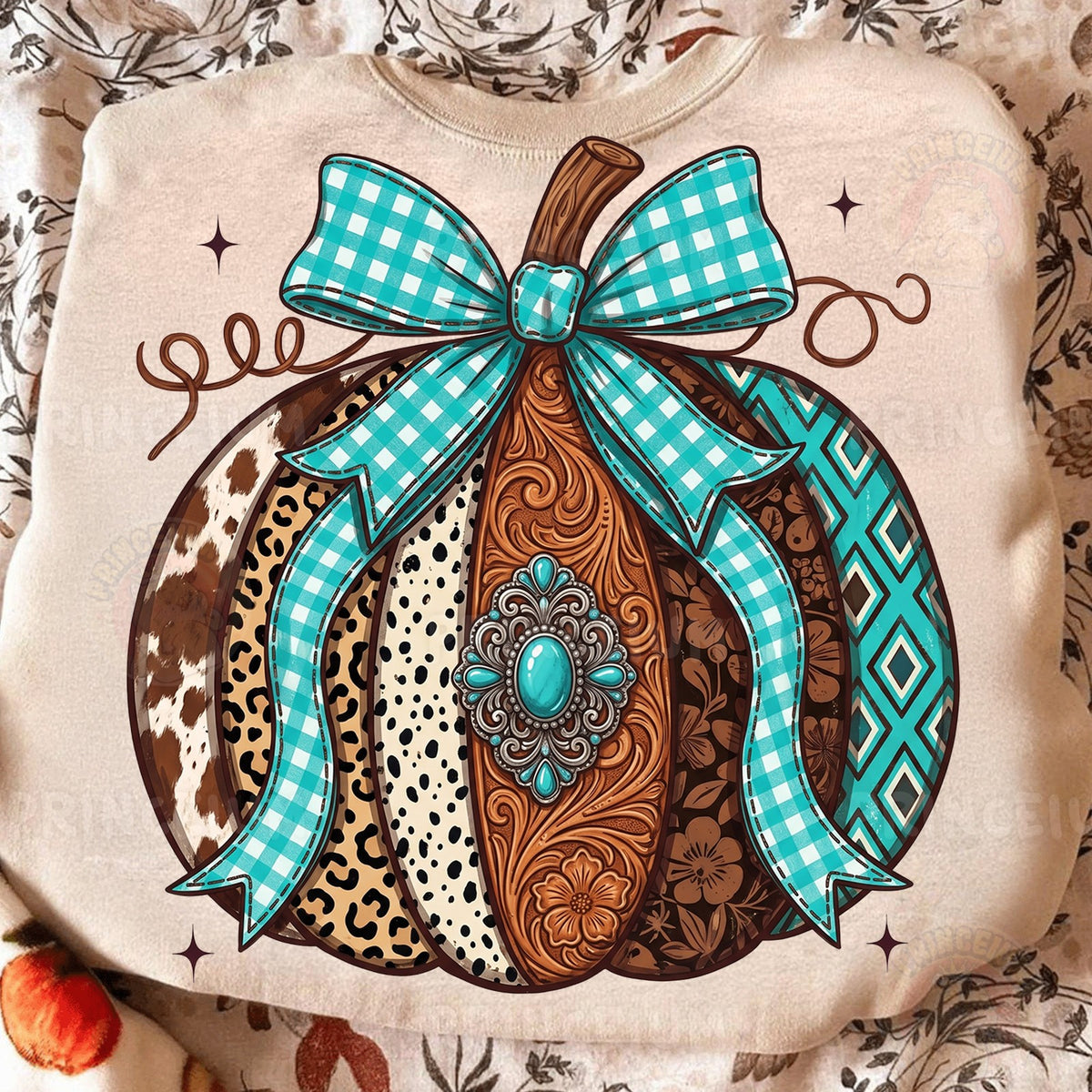Western Turquoise Pumpkin Bow