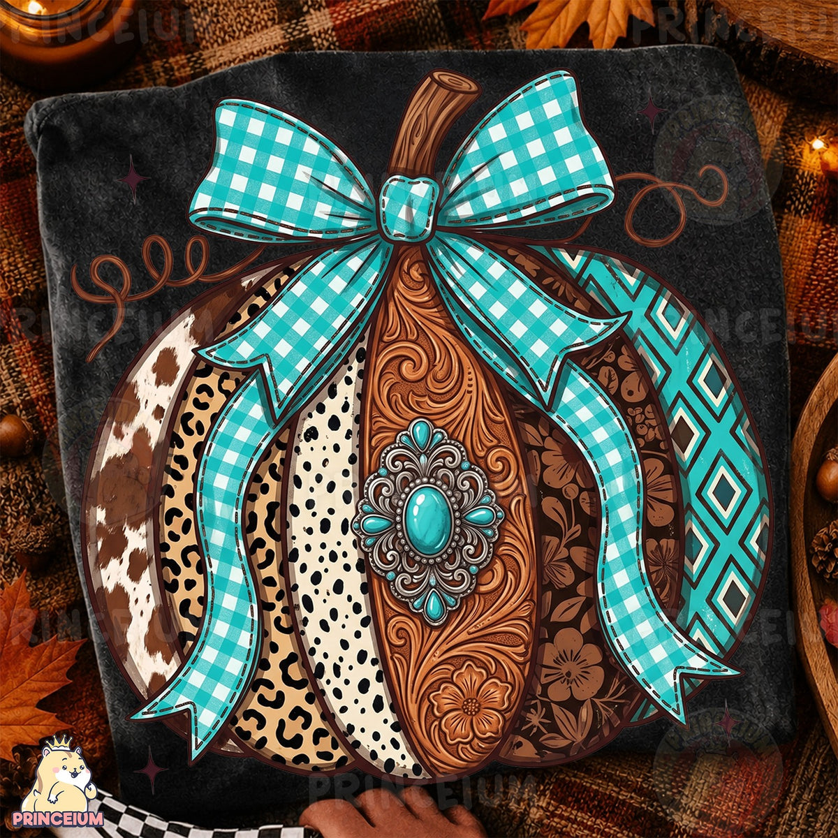 Western Turquoise Pumpkin Bow