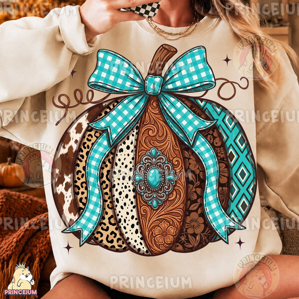 Western Turquoise Pumpkin Bow
