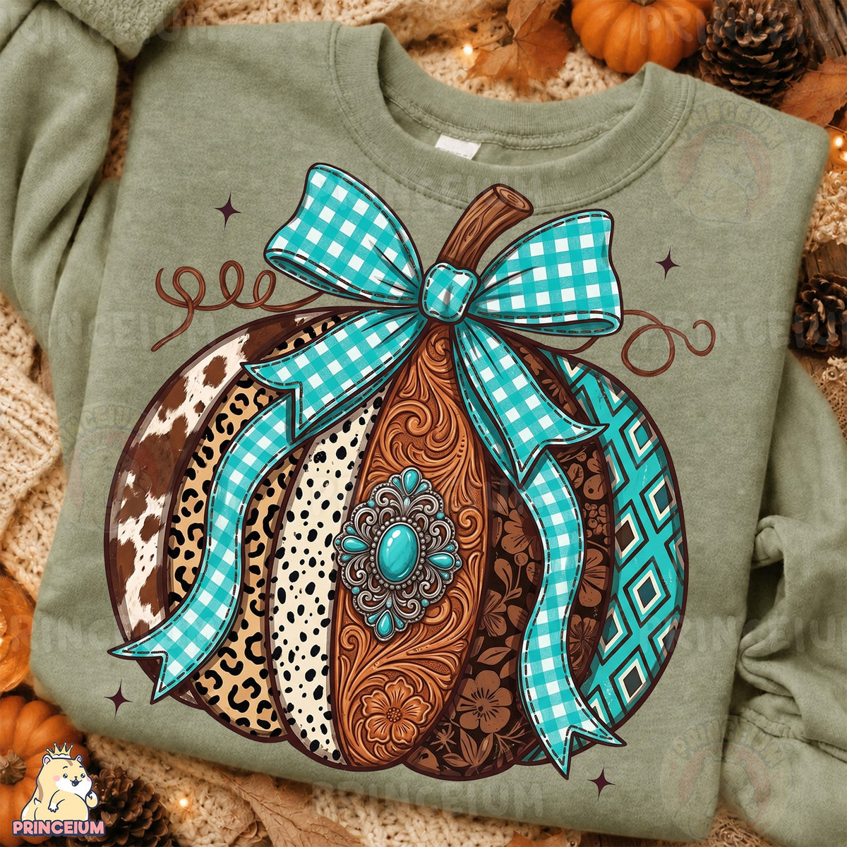 Western Turquoise Pumpkin Bow