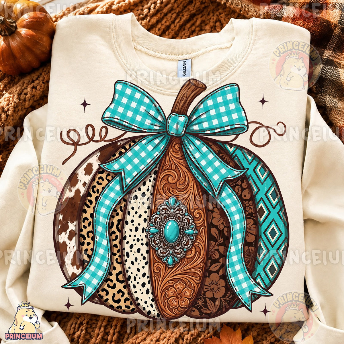 Western Turquoise Pumpkin Bow