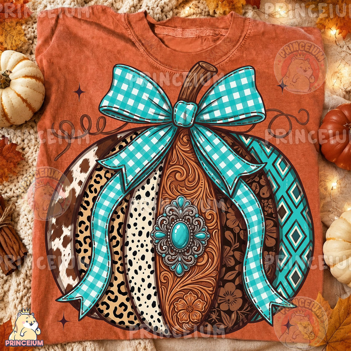 Western Turquoise Pumpkin Bow