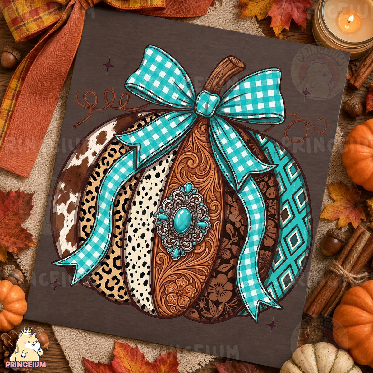 Western Turquoise Pumpkin Bow