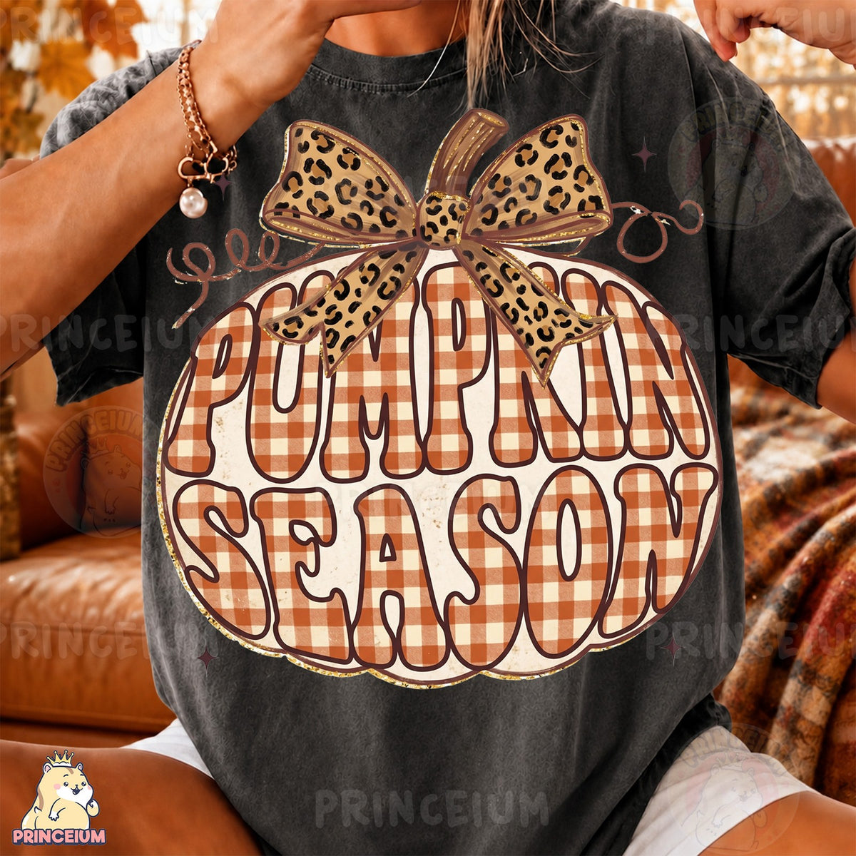 Pumpkin Season Leopard Bow