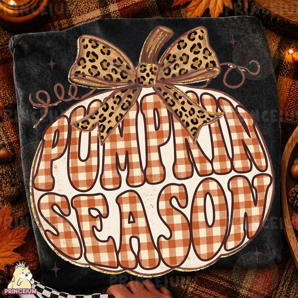 Pumpkin Season Leopard Bow