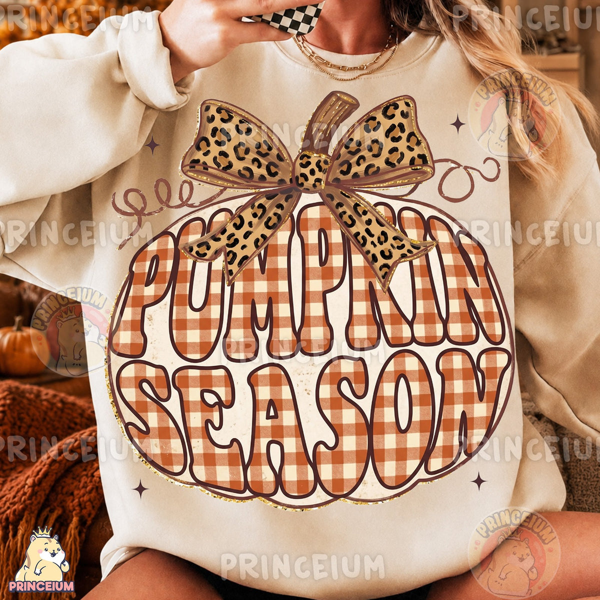Pumpkin Season Leopard Bow