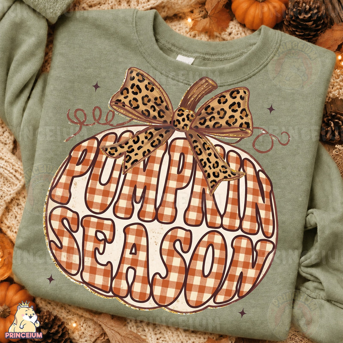Pumpkin Season Leopard Bow