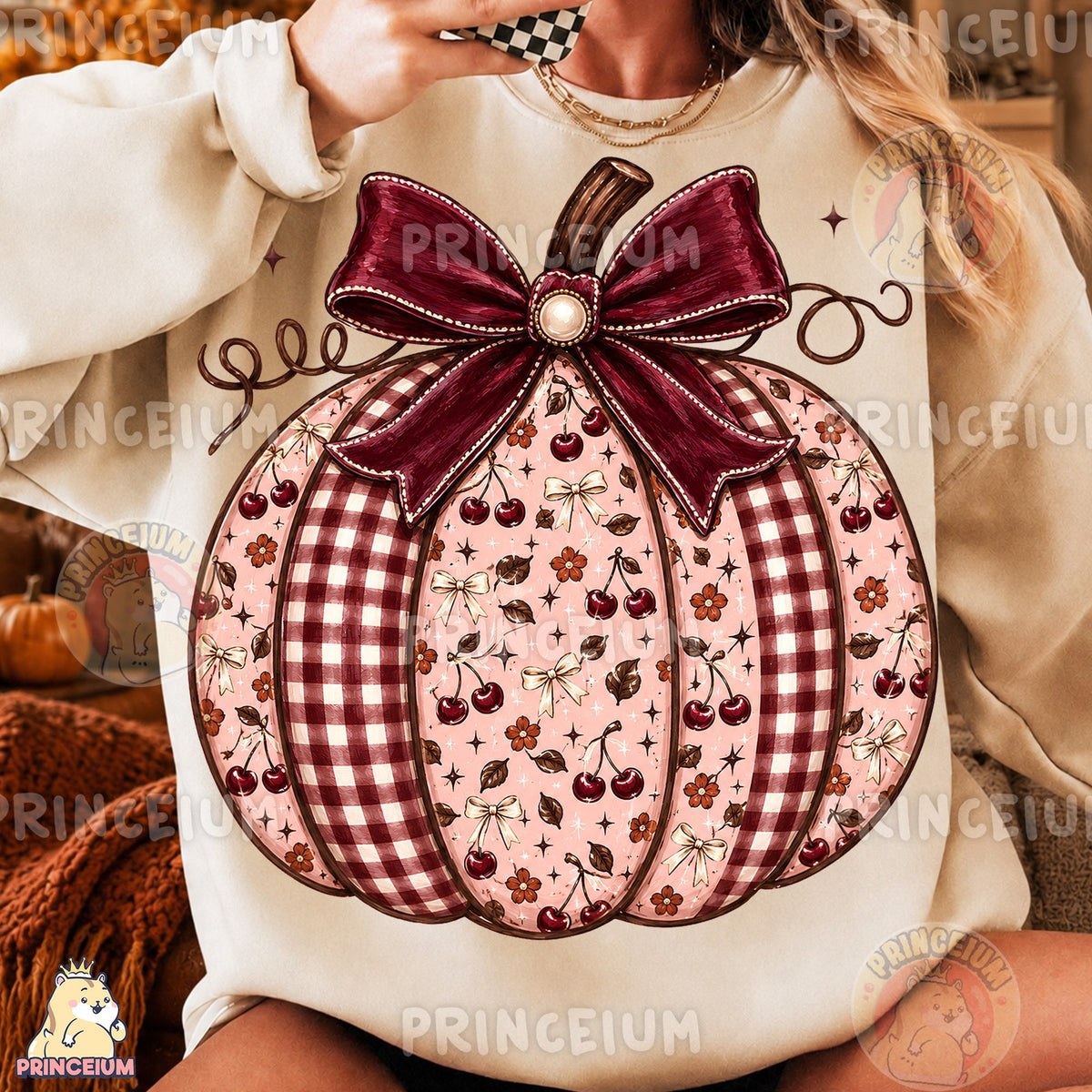 Coquette Cherry Gingham Pumpkin