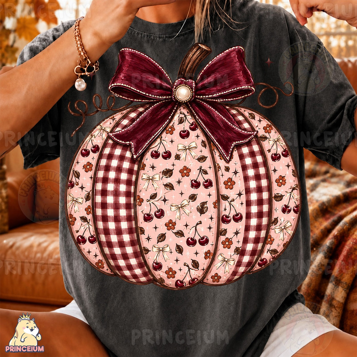 Coquette Cherry Gingham Pumpkin