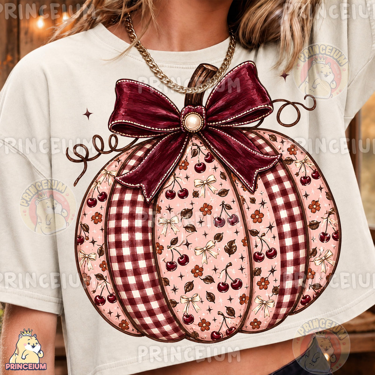 Coquette Cherry Gingham Pumpkin