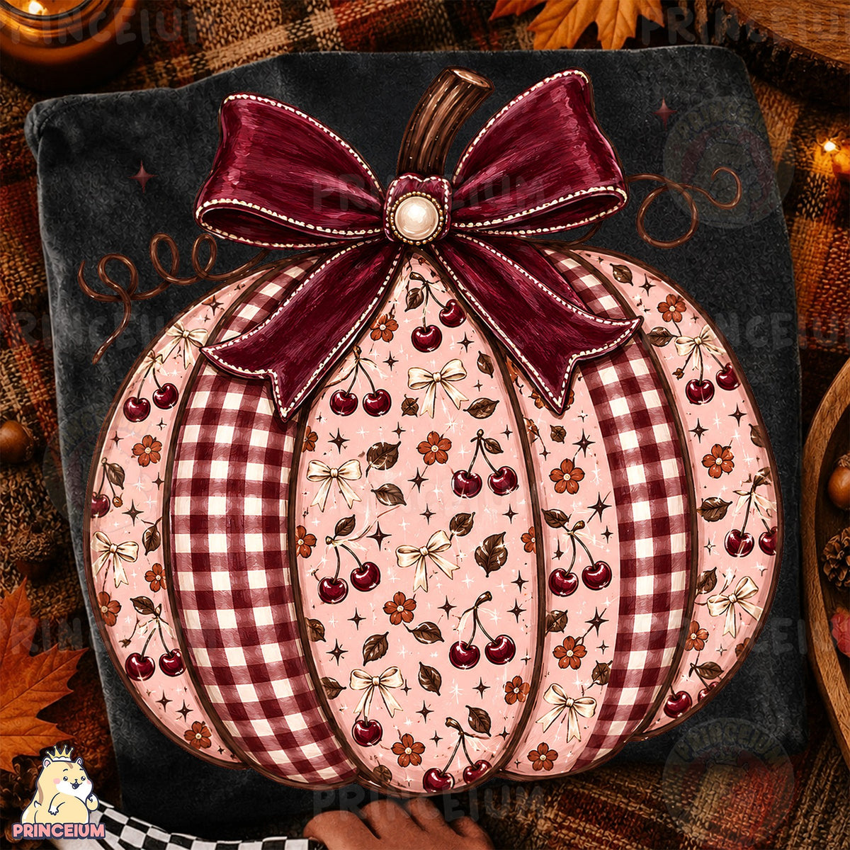 Coquette Cherry Gingham Pumpkin