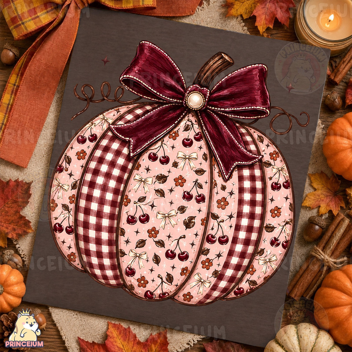 Coquette Cherry Gingham Pumpkin