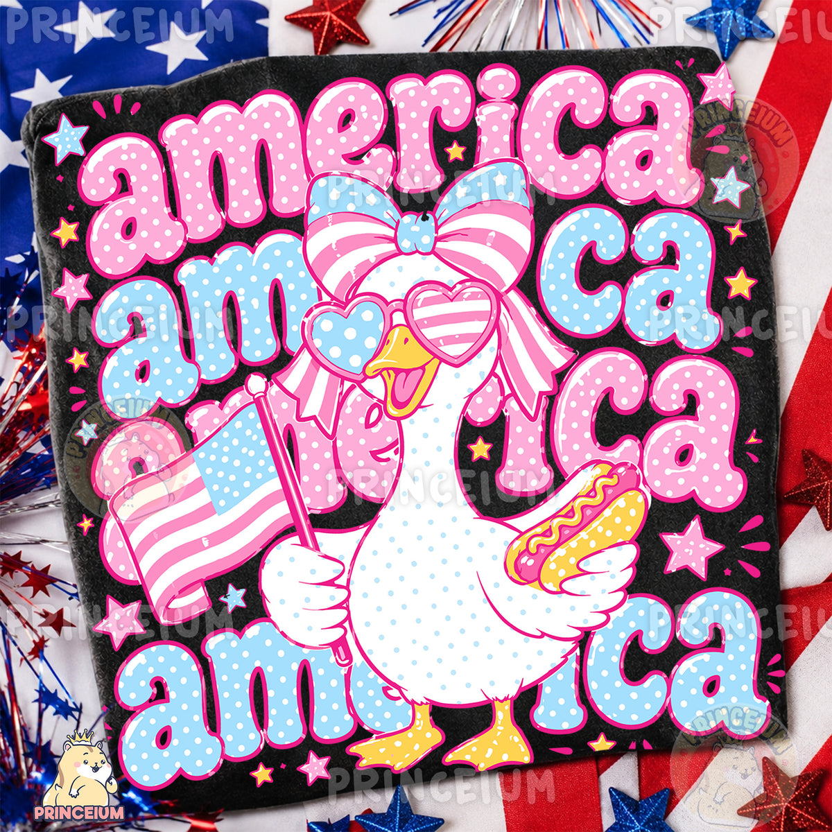 America Goose Hotdog Sublimation Design PNG Patriotic 4th of July Digital Download NEW26