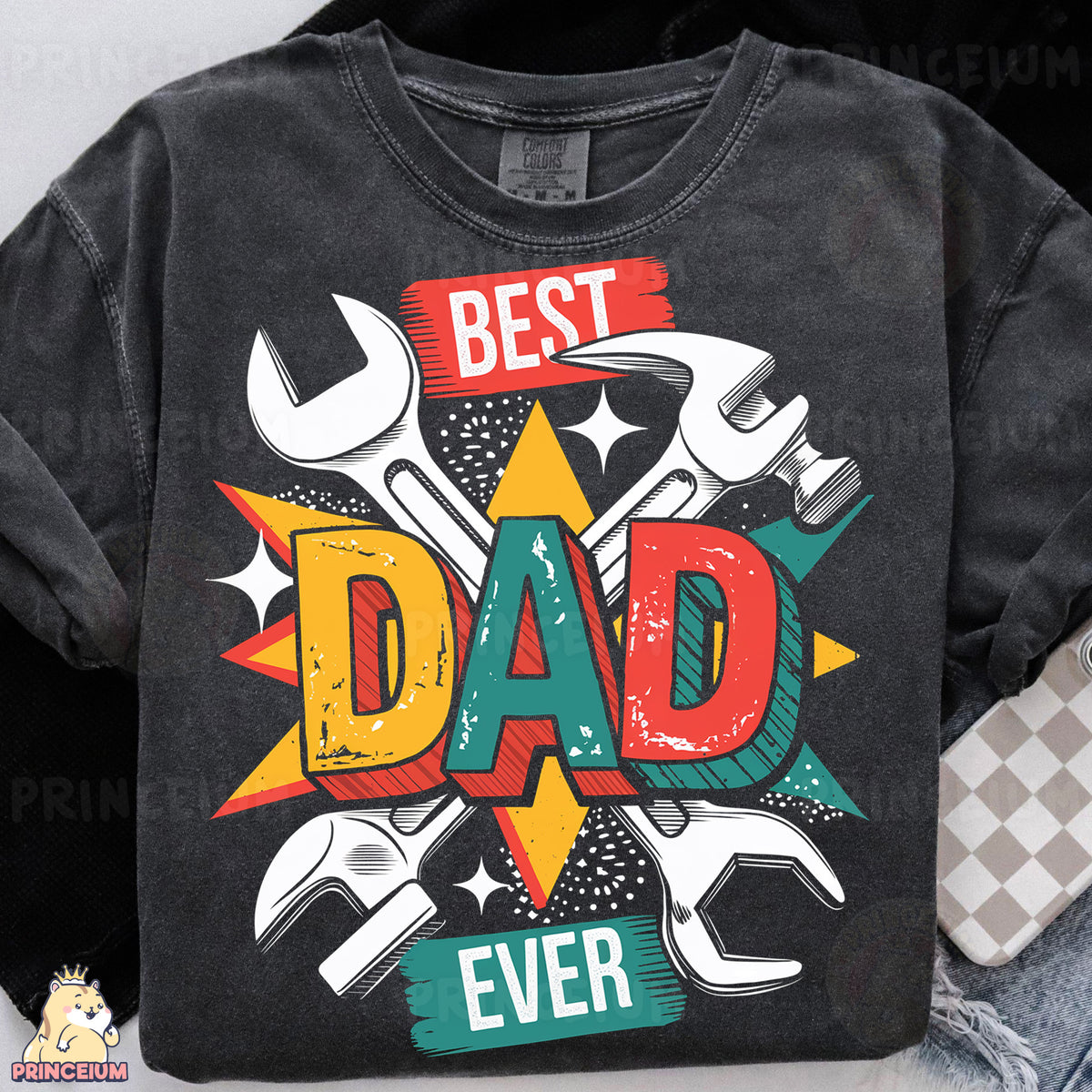 a t - shirt with the words best dad ever printed on it