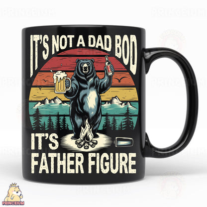 a black coffee mug with a bear on it