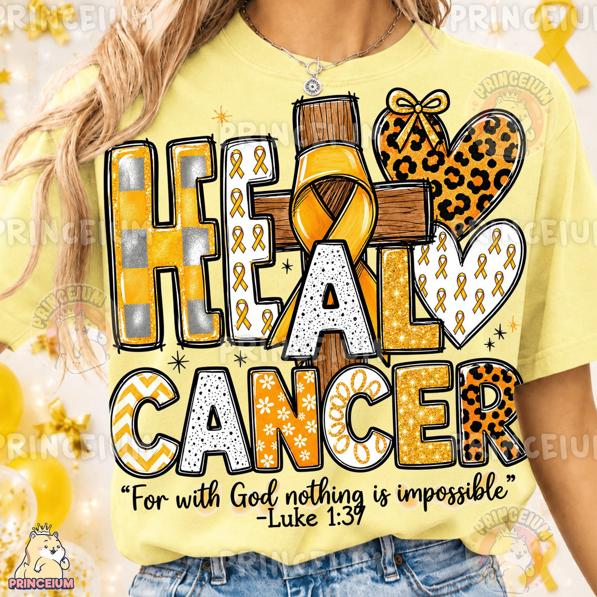 Heal Cancer Gold Ribbon