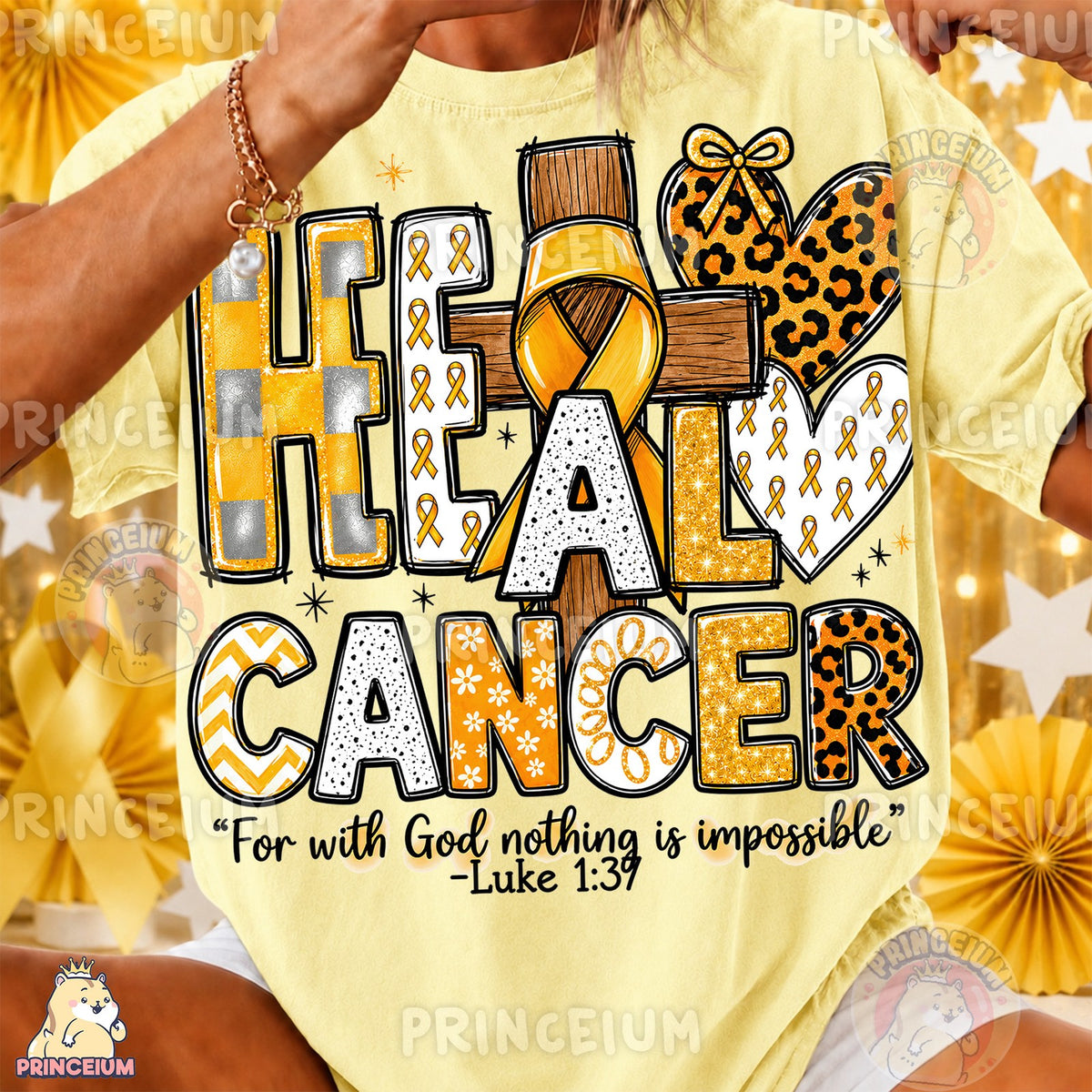 Heal Cancer Gold Ribbon