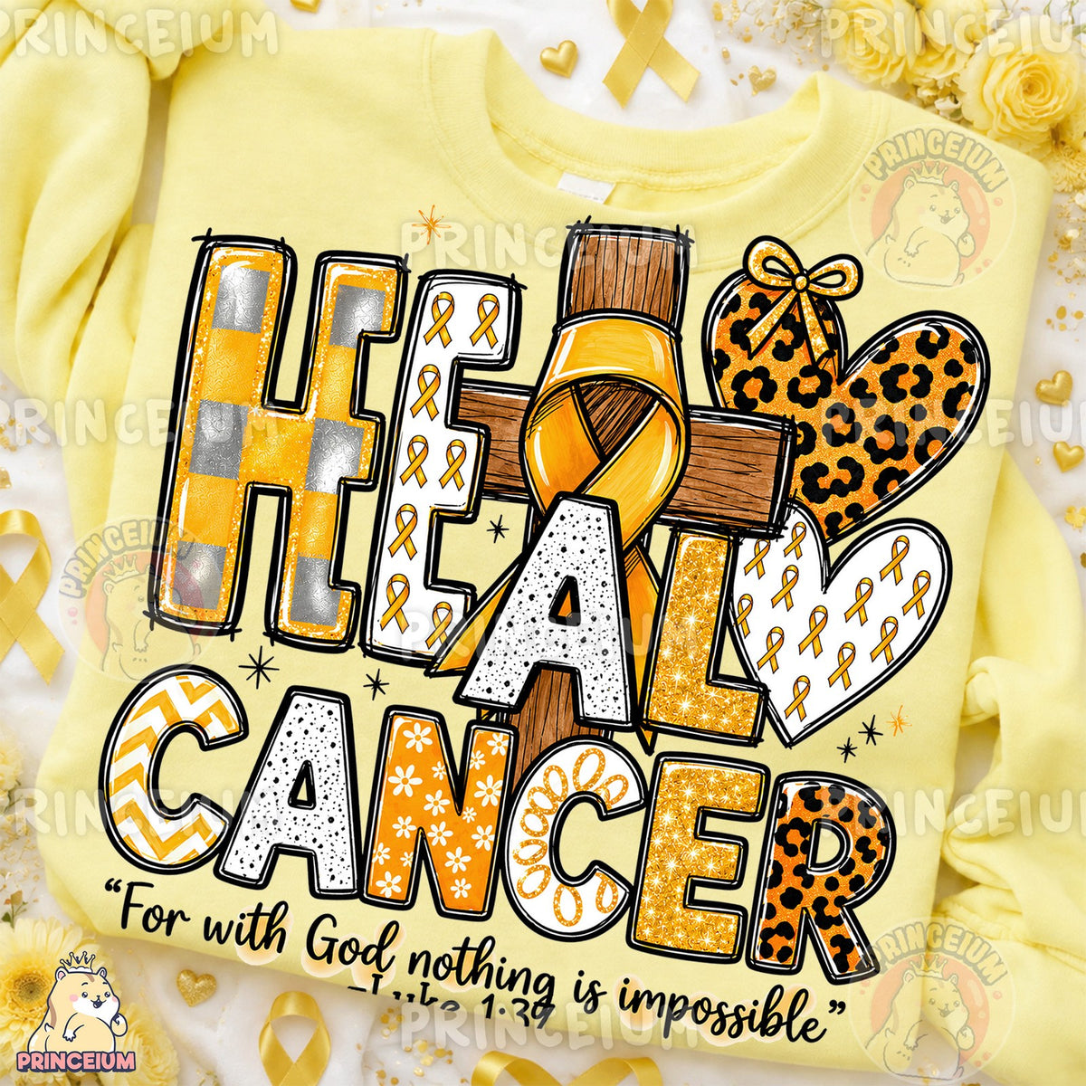 Heal Cancer Gold Ribbon