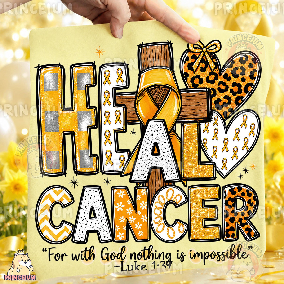 Heal Cancer Gold Ribbon