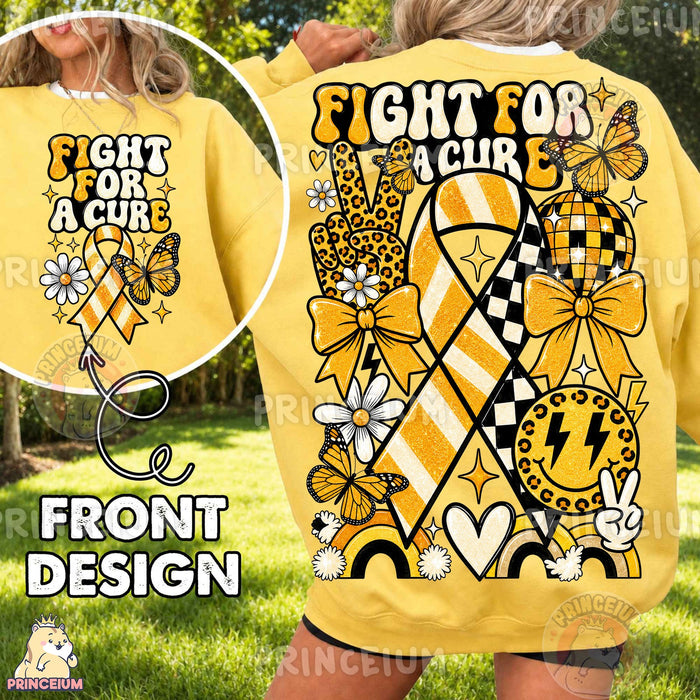 Fight For A Cure Gold Ribbon Front and Back
