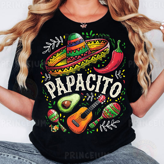 a woman wearing a black shirt with a mexican design