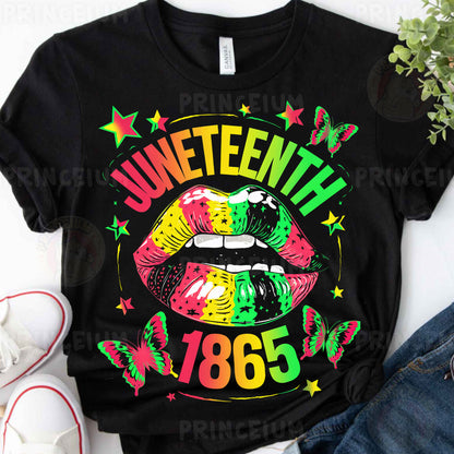 a t - shirt with the words juneteeth on it