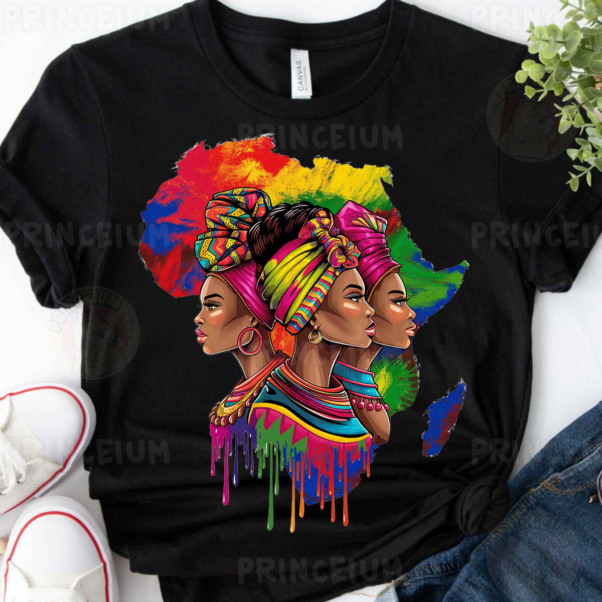 a t - shirt with two women wearing colorful hair