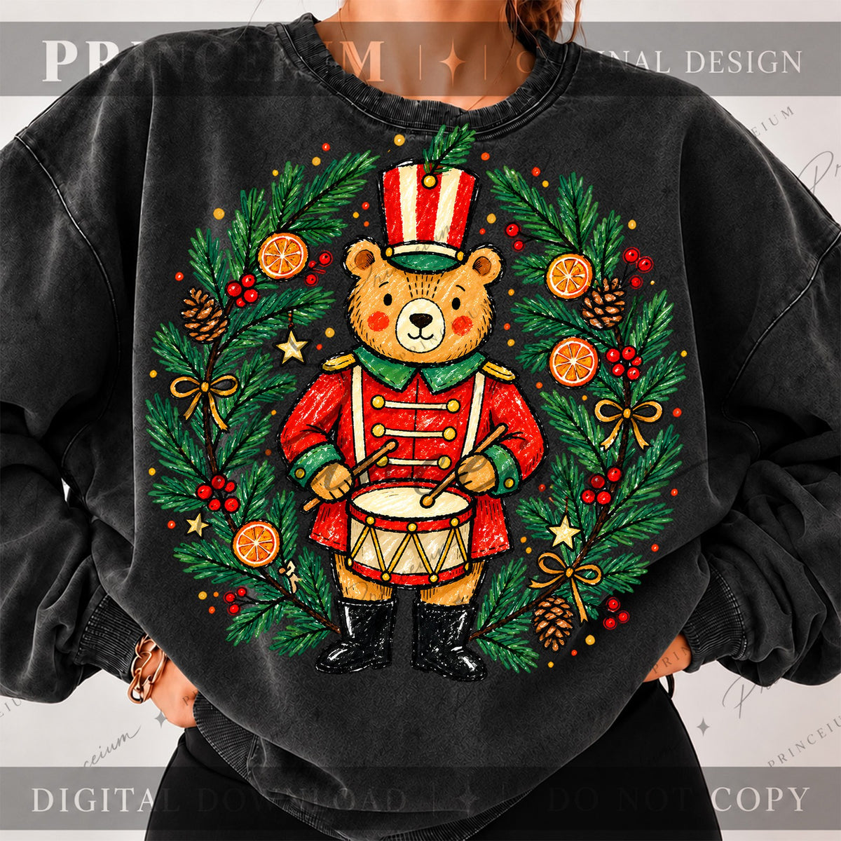 Christmas Drummer Bear Wreath