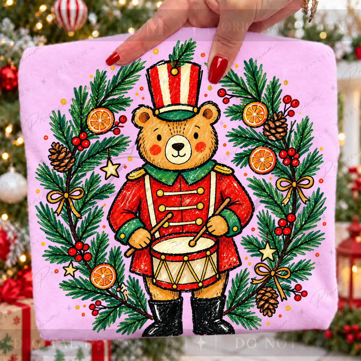 Christmas Drummer Bear Wreath