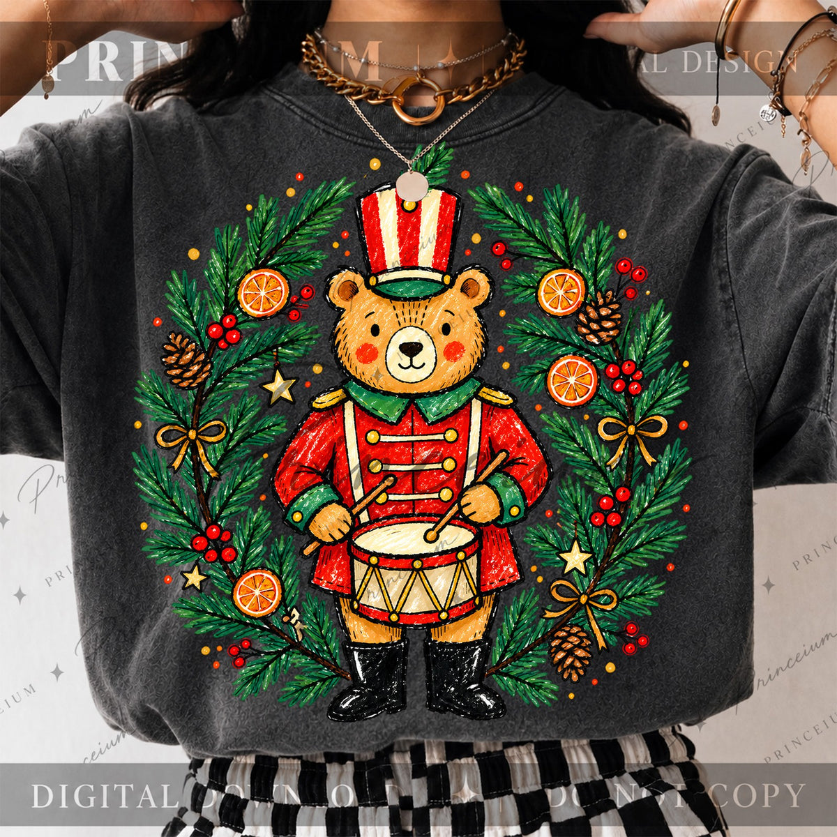 Christmas Drummer Bear Wreath
