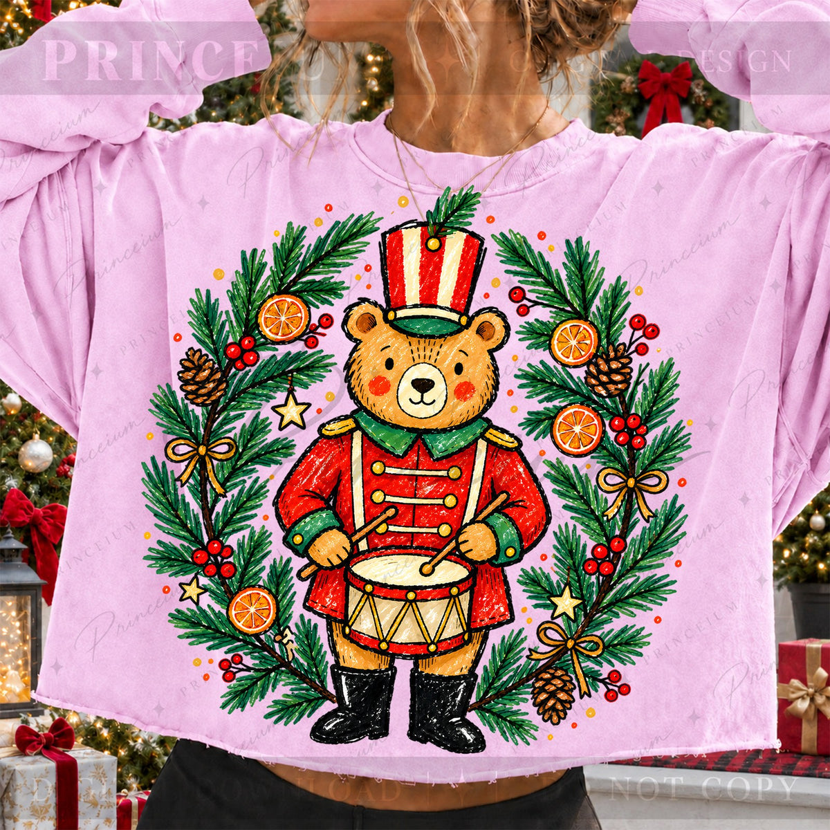 Christmas Drummer Bear Wreath