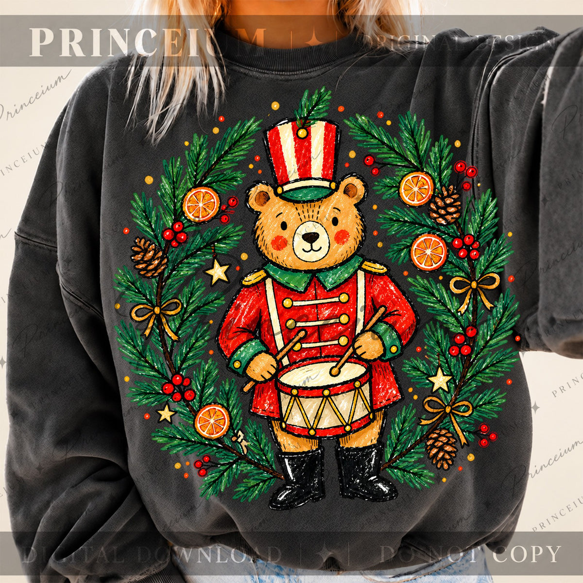 Christmas Drummer Bear Wreath