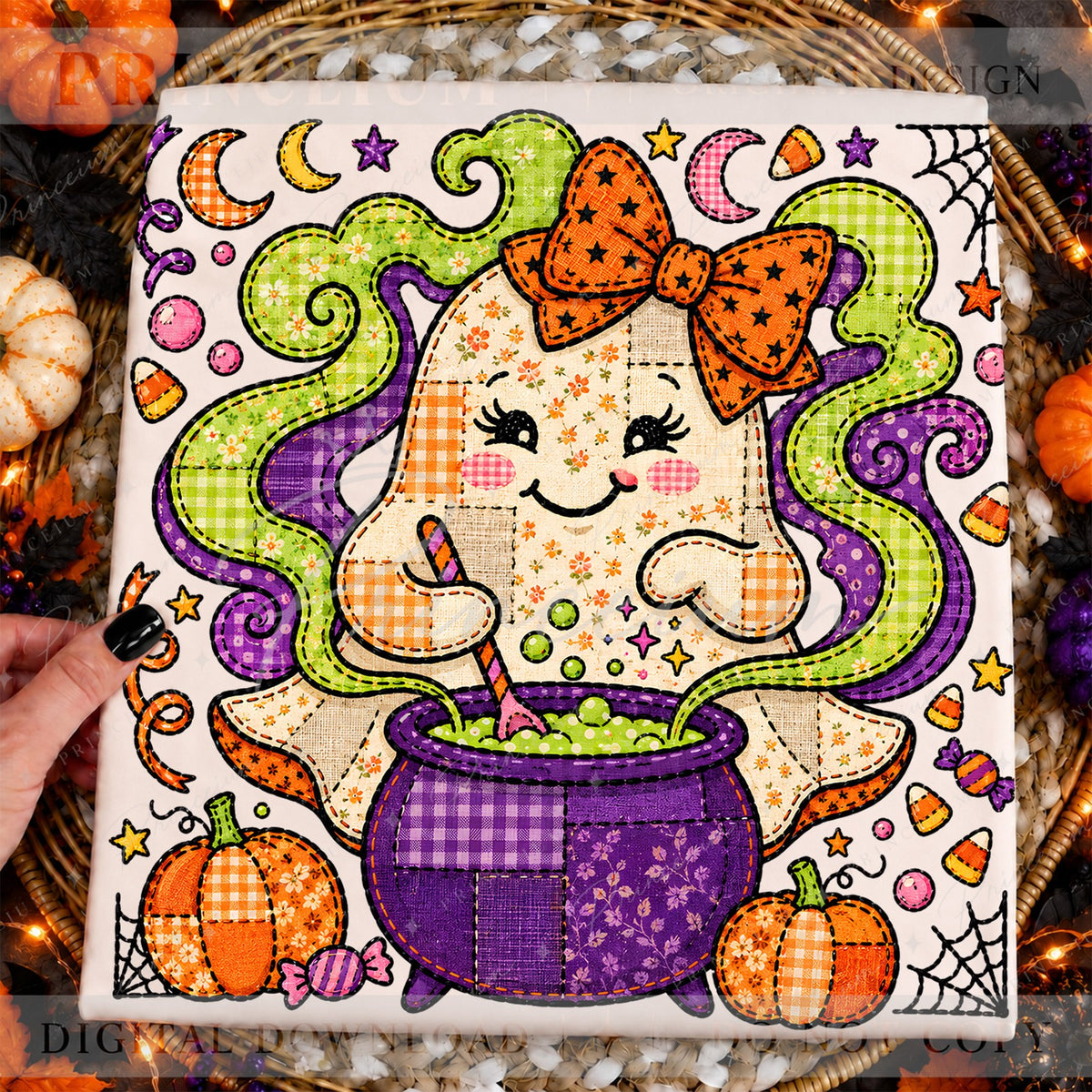 Patchwork Ghost Cauldron
