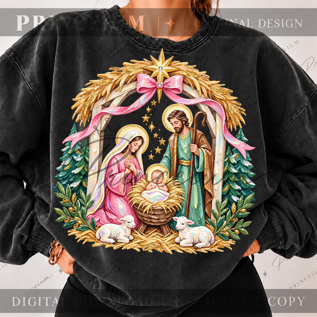 Pink Nativity Scene