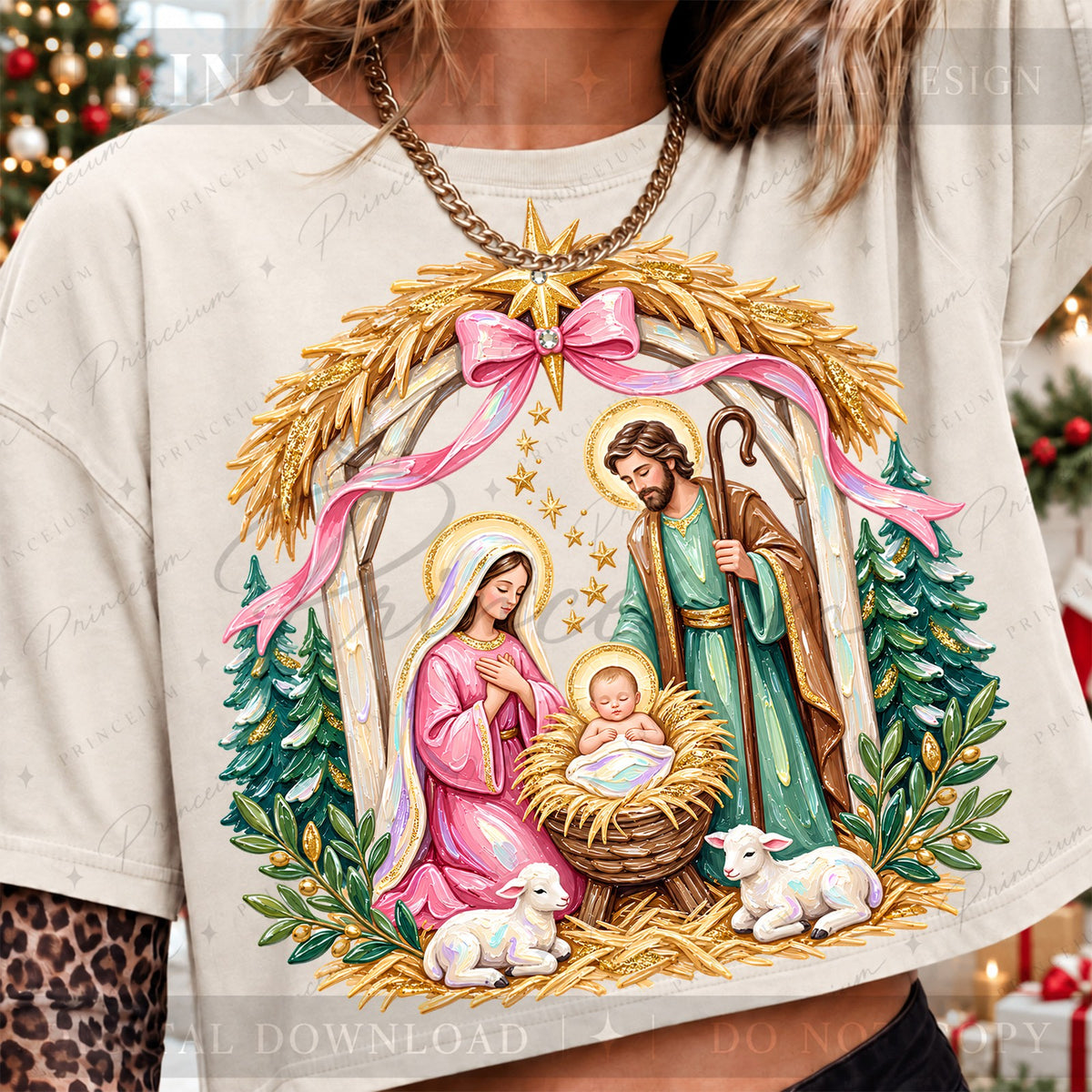 Pink Nativity Scene