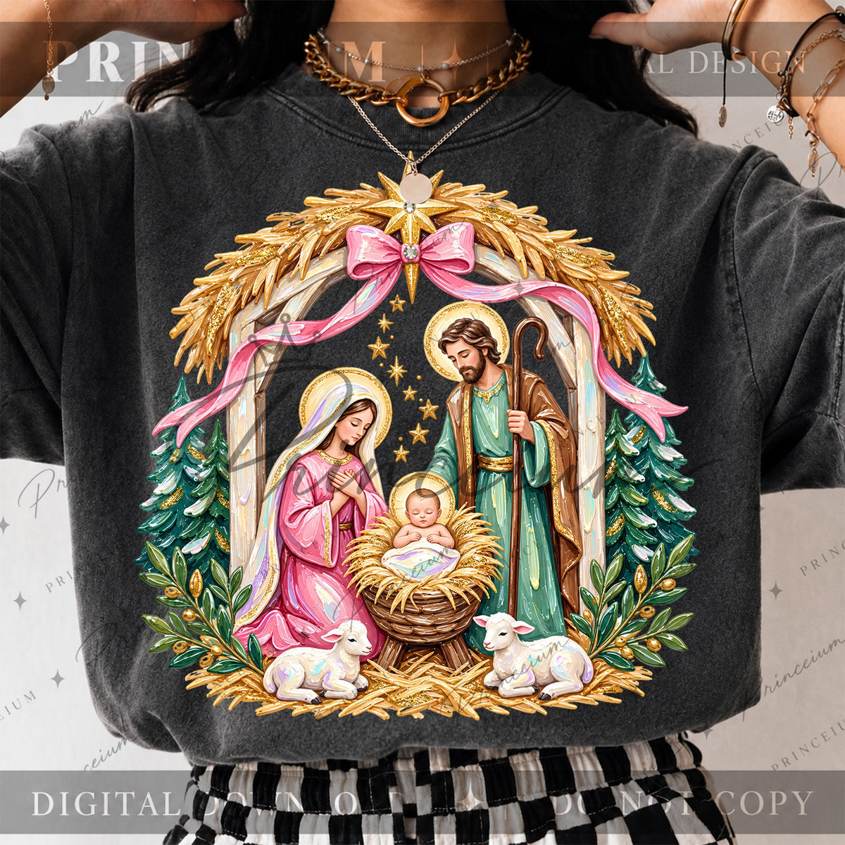 Pink Nativity Scene