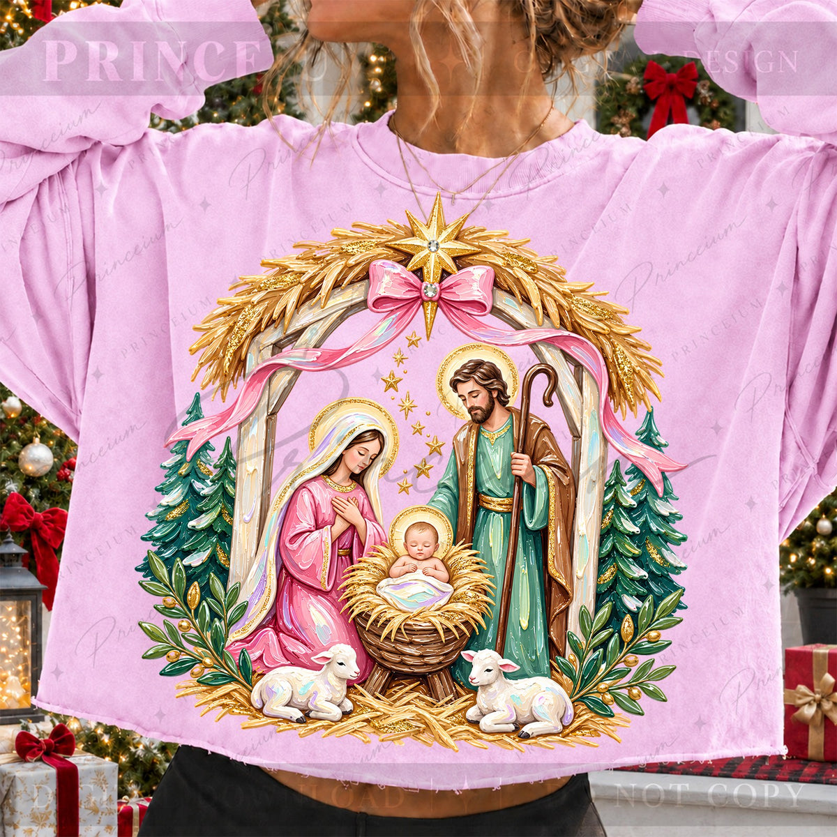 Pink Nativity Scene
