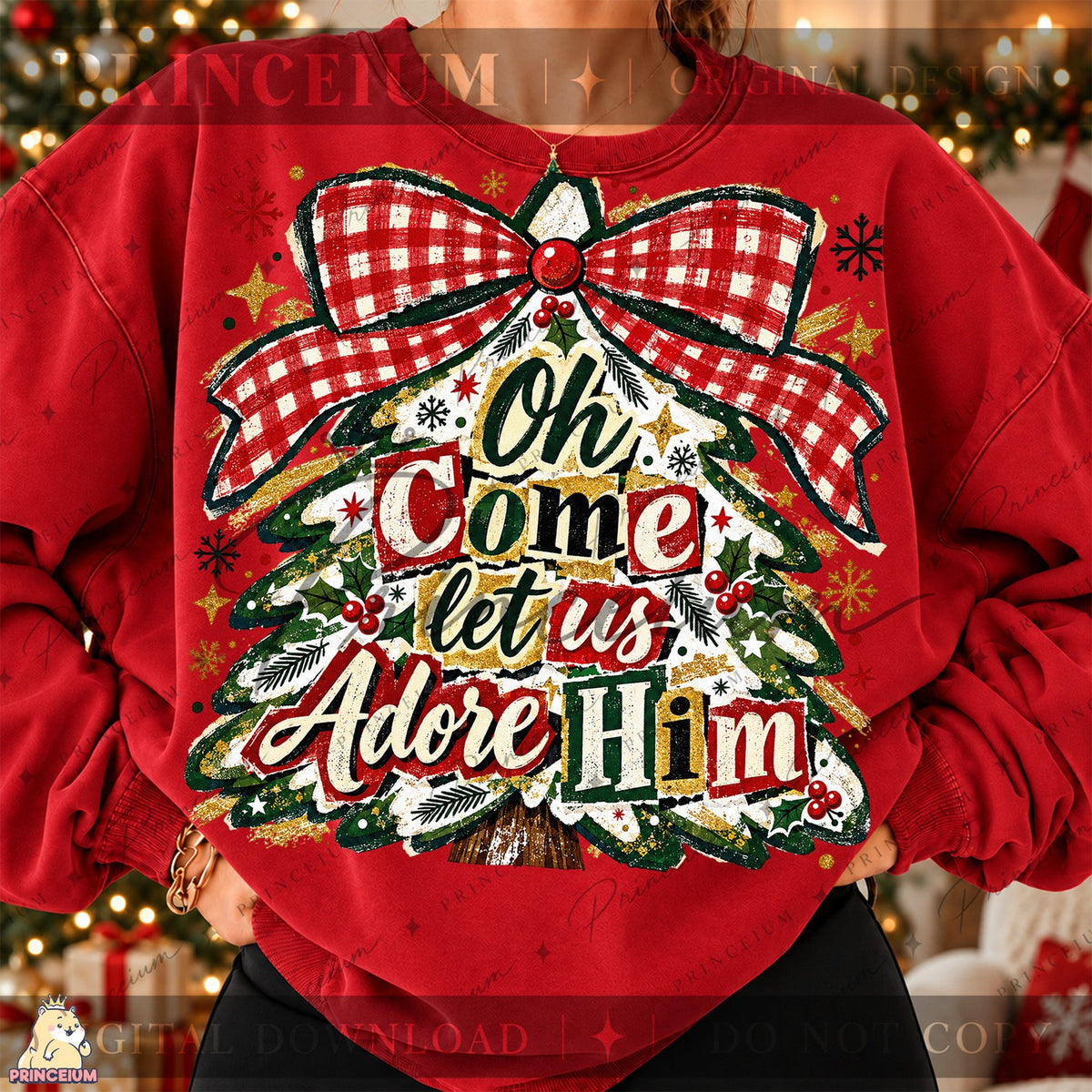 Adore Him Christmas Tree Front and Back