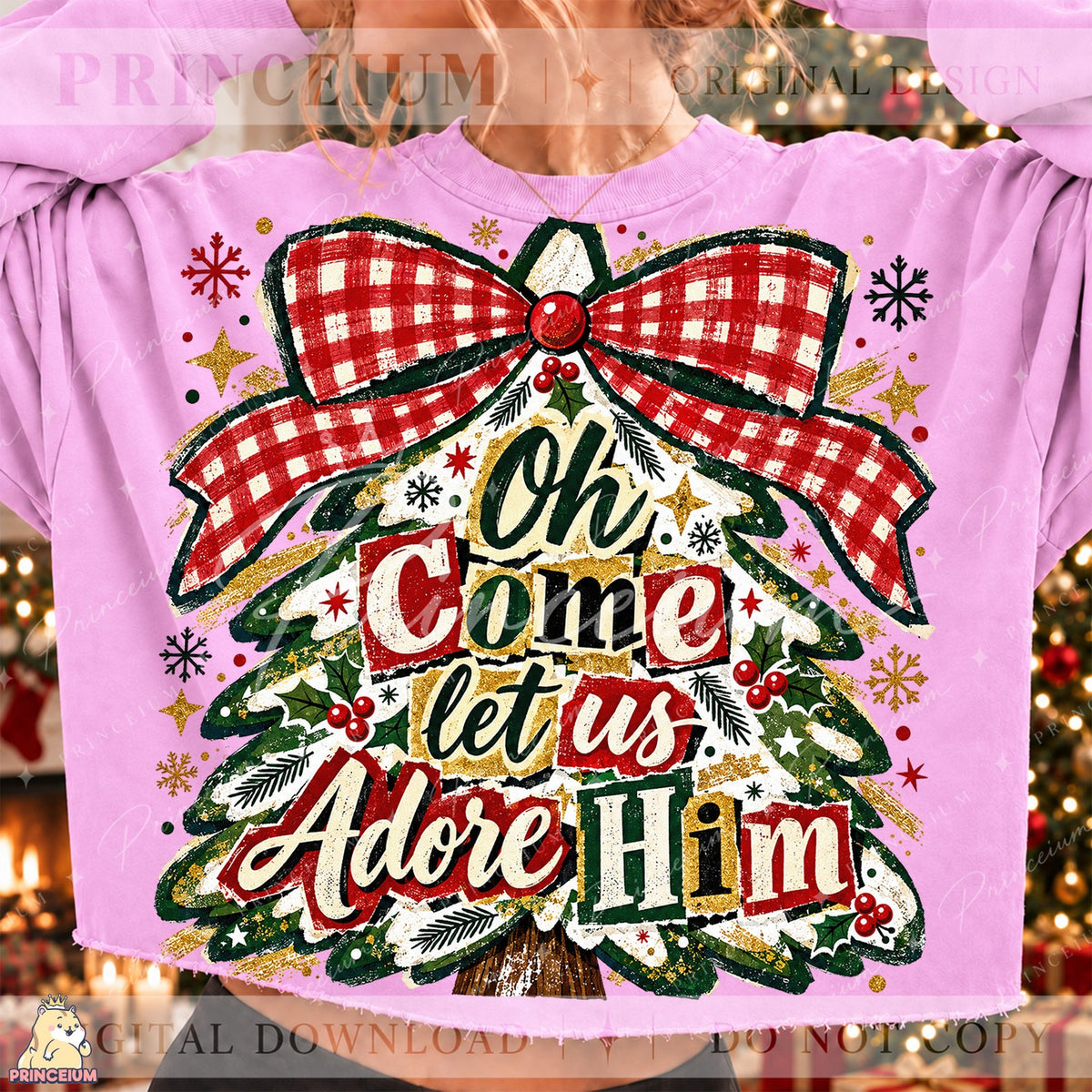 Adore Him Christmas Tree Front and Back