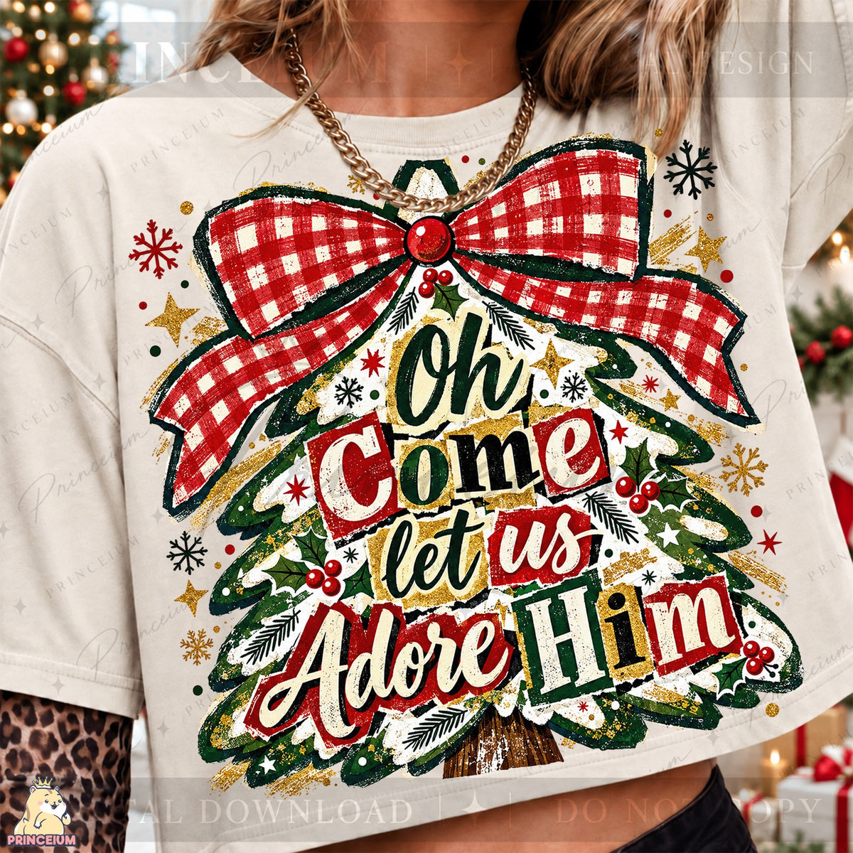 Adore Him Christmas Tree Front and Back