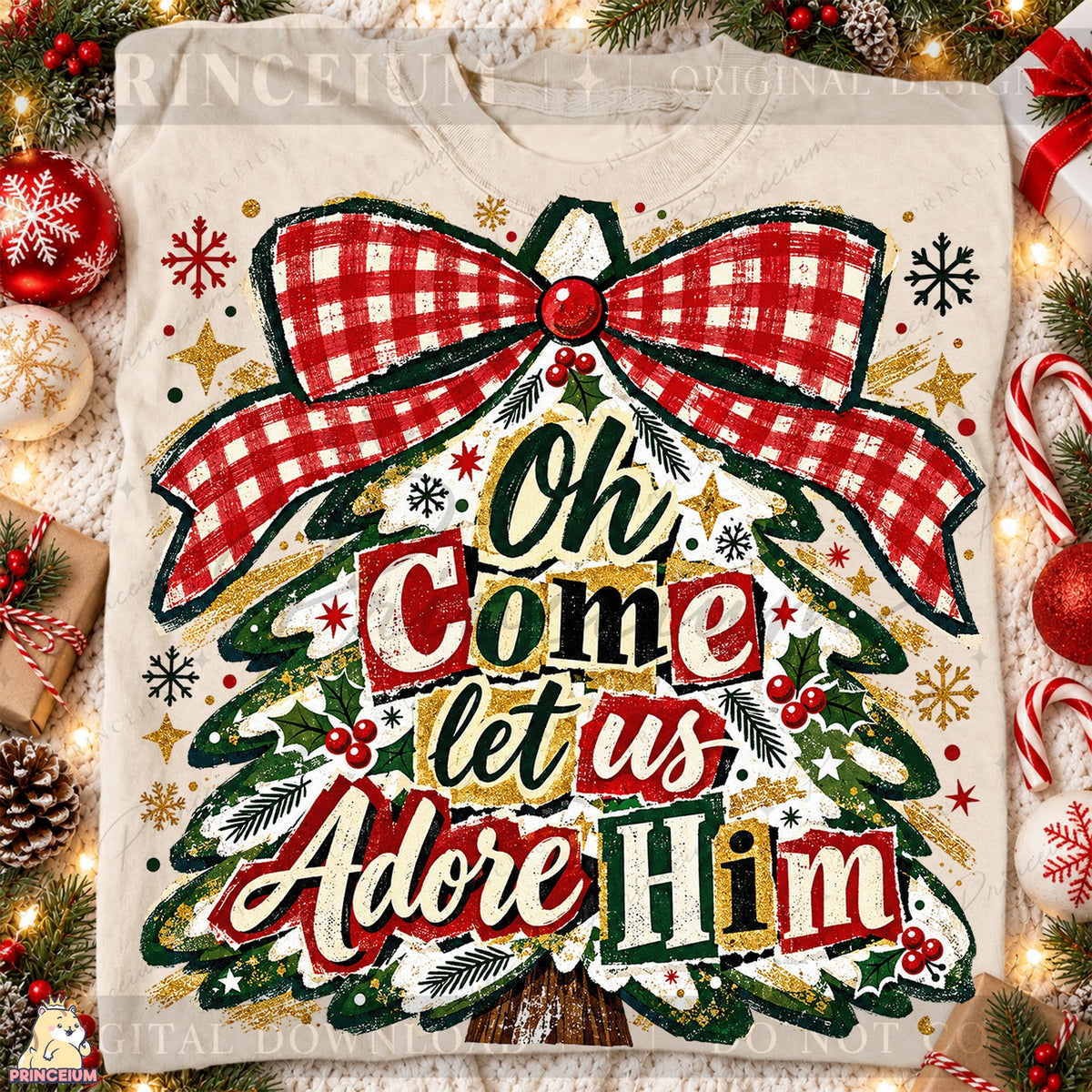 Adore Him Christmas Tree Front and Back