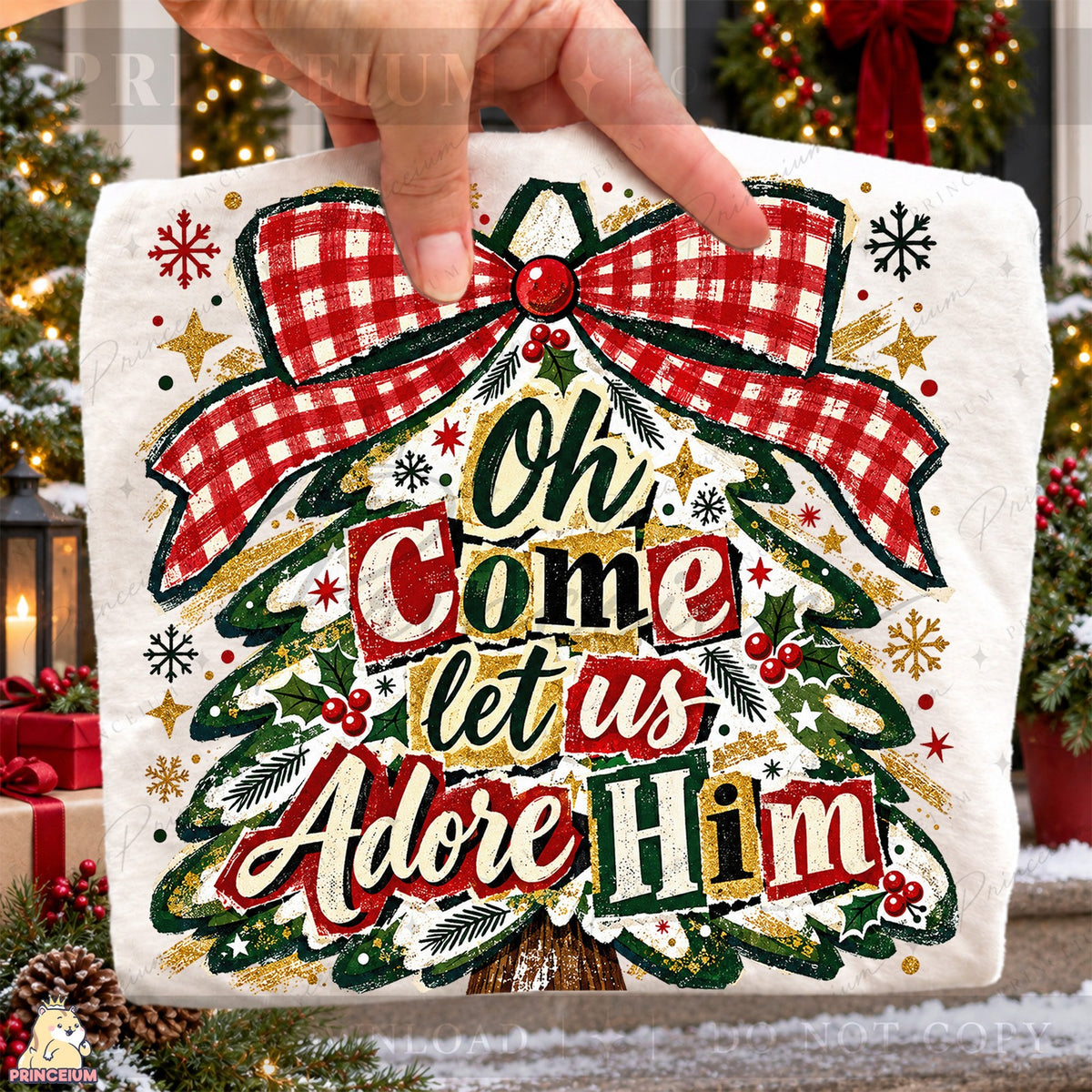 Adore Him Christmas Tree Front and Back